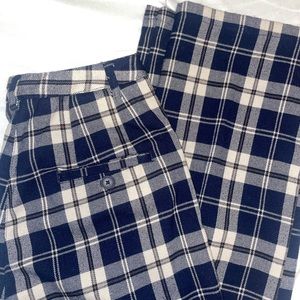 Navy/cream plaid trousers